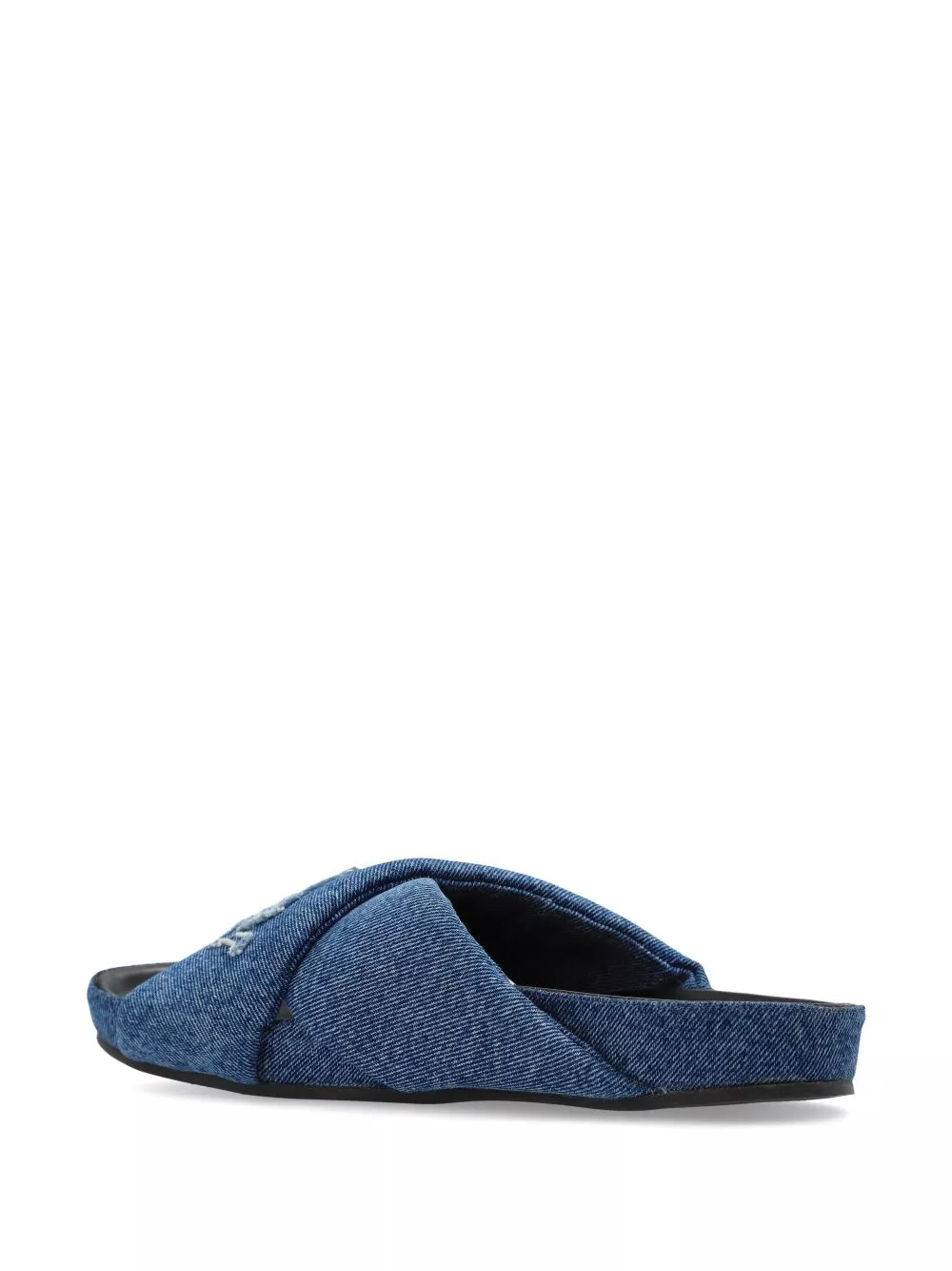 Cheap Lanvin logo-embroidered crossover denim slides Women 0118