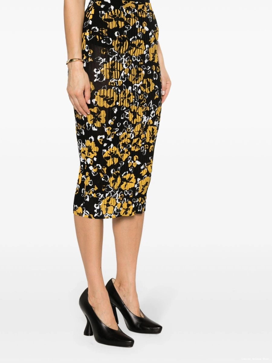 Affordable Women Lanvin ribbed-knit skirt floral-pattern midi 0312