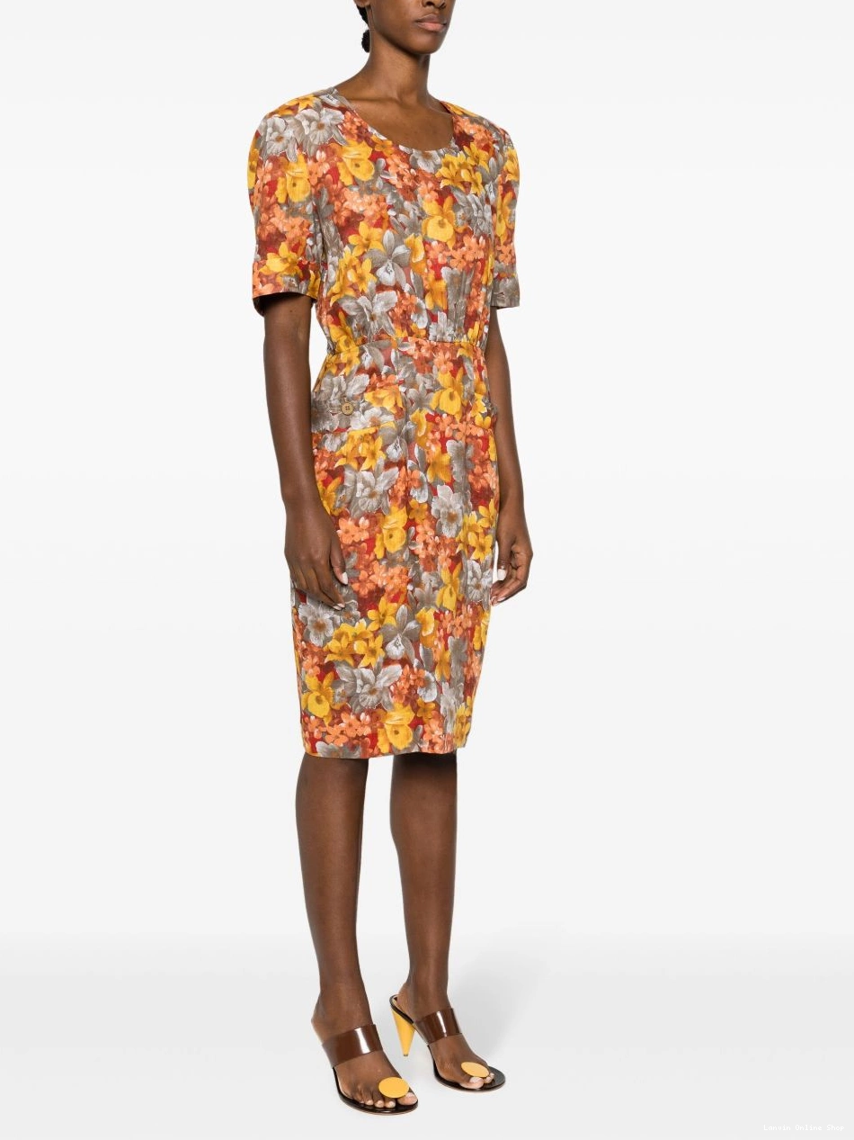 Cheap Women 1980s floral-print midi dress Lanvin 0312