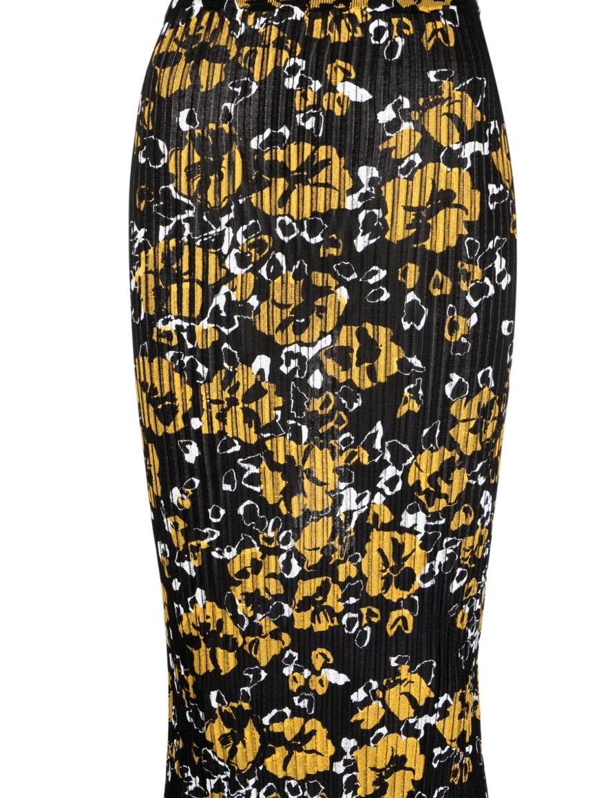 Women Lanvin ribbed-knit skirt floral-pattern midi 0312