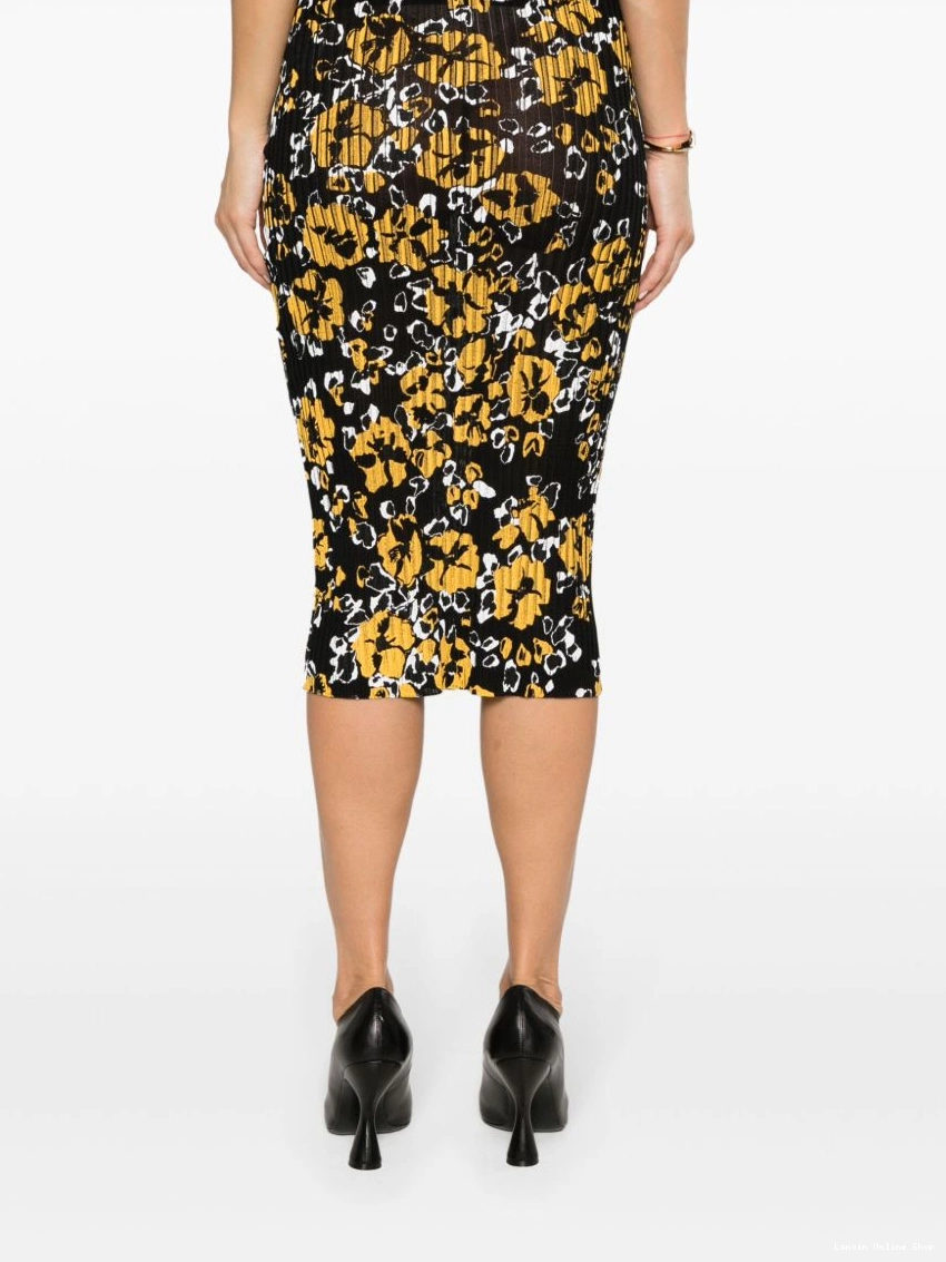 Affordable Women Lanvin ribbed-knit skirt floral-pattern midi 0312